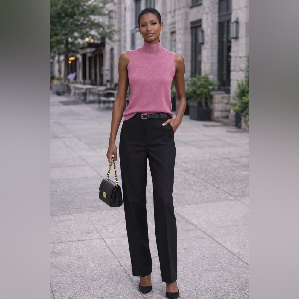 Bloomingdale’s 100% Cashmere Sleeveless Mock Neck Sweater XXL Pink NWT - Picture 9 of 11